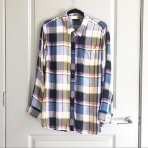 Talbots Bright Plaid Button Down Size L